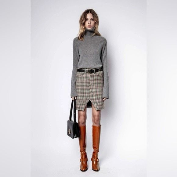 New Zadig & Voltaire Jeu Car Plaid Mini Skirt Size 34